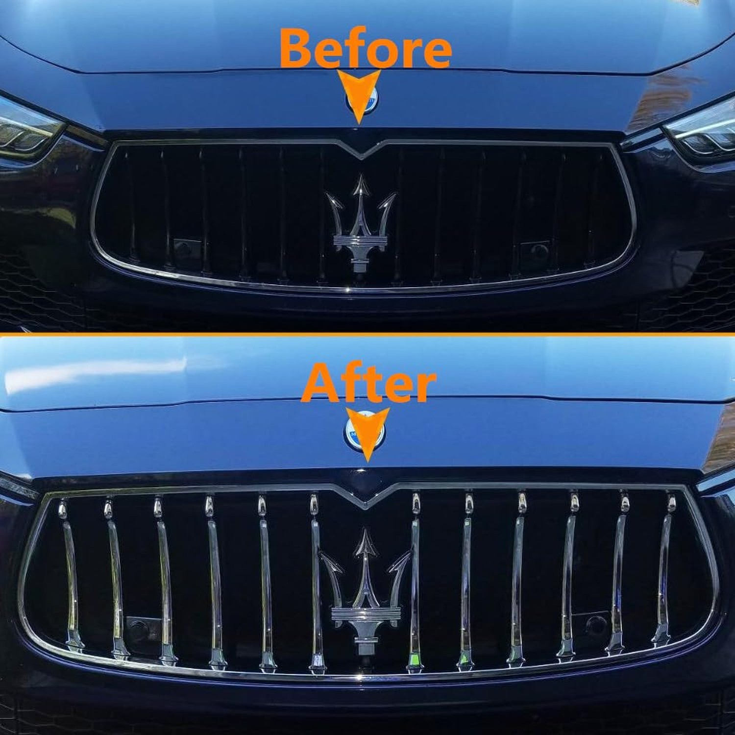Front Grill Chrome Trim Compatible with Maserati Ghibli 2013 2014 2015 2016 2…