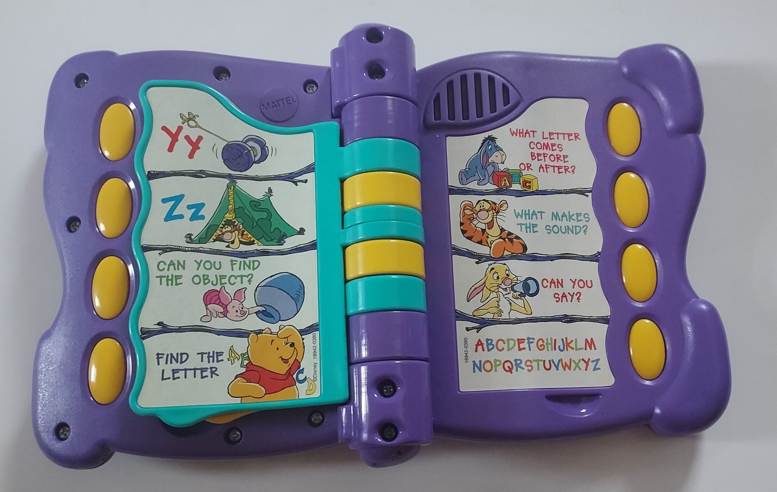 Vintage 1996 Talking Fun ABCs Winnie the Pooh Alphabet Learning Toy Book WORKS
