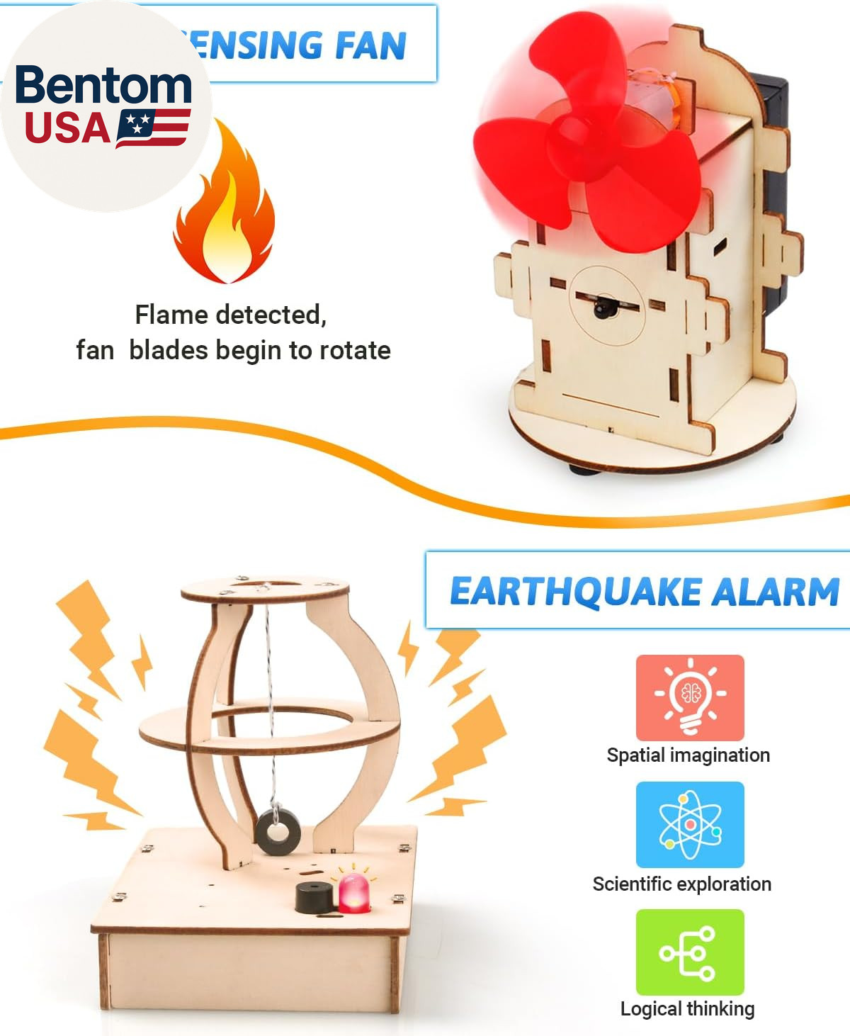 STEM Kits for Kids Ages 8-10-12, 5 Set Wooden 3D Puzzles, Educational Science Ex