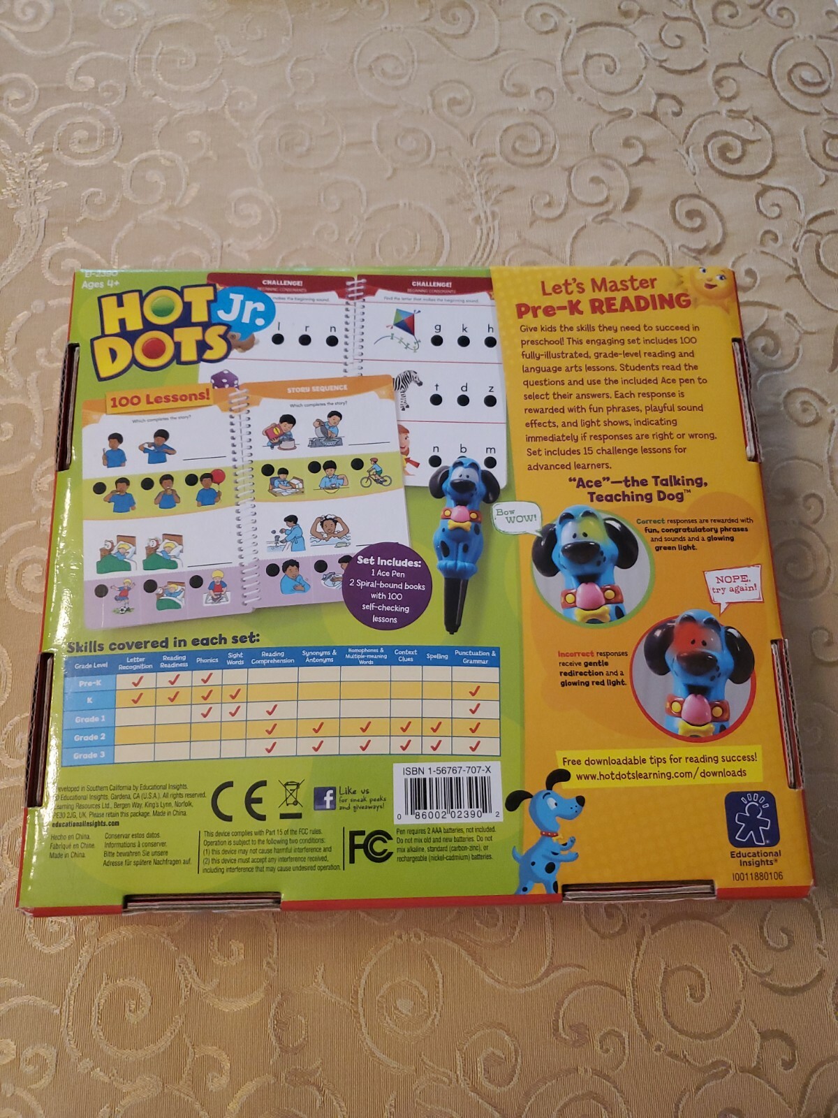 Educational Hot Dots Jr. Let’s Master Pre-K Reading Set with Ace Pen New/openbox