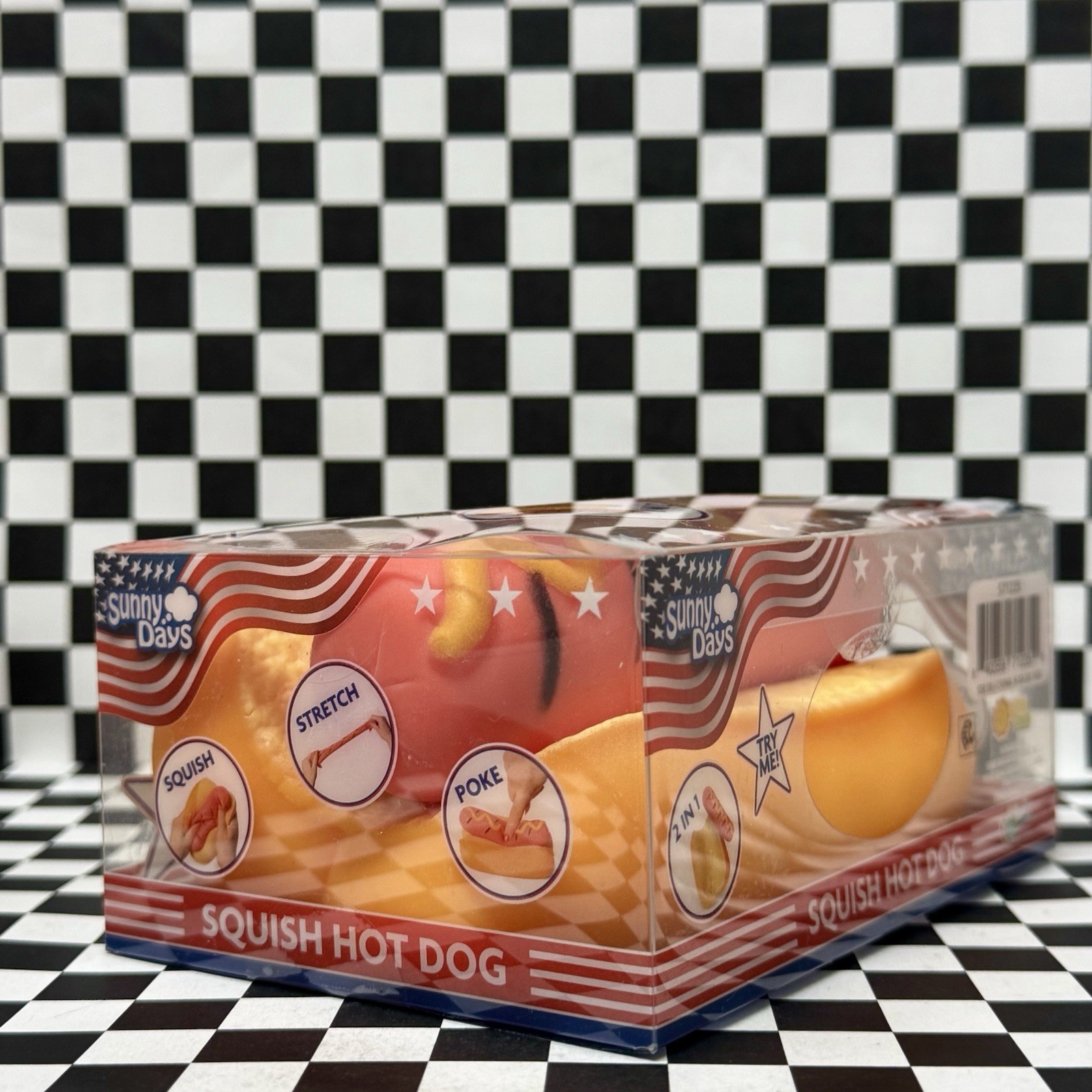 Hot Dog Squeezy Fidget Toy Sunny Days 2-in-1 ! Hotdog Stress Relief NEW Squishy