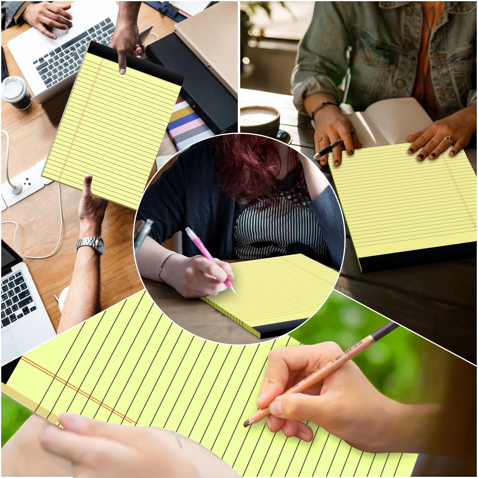4 Pack Yellow Notepads 8.5×11 Yellow Legal Pads 30 Sheets Perforated Yellow P…