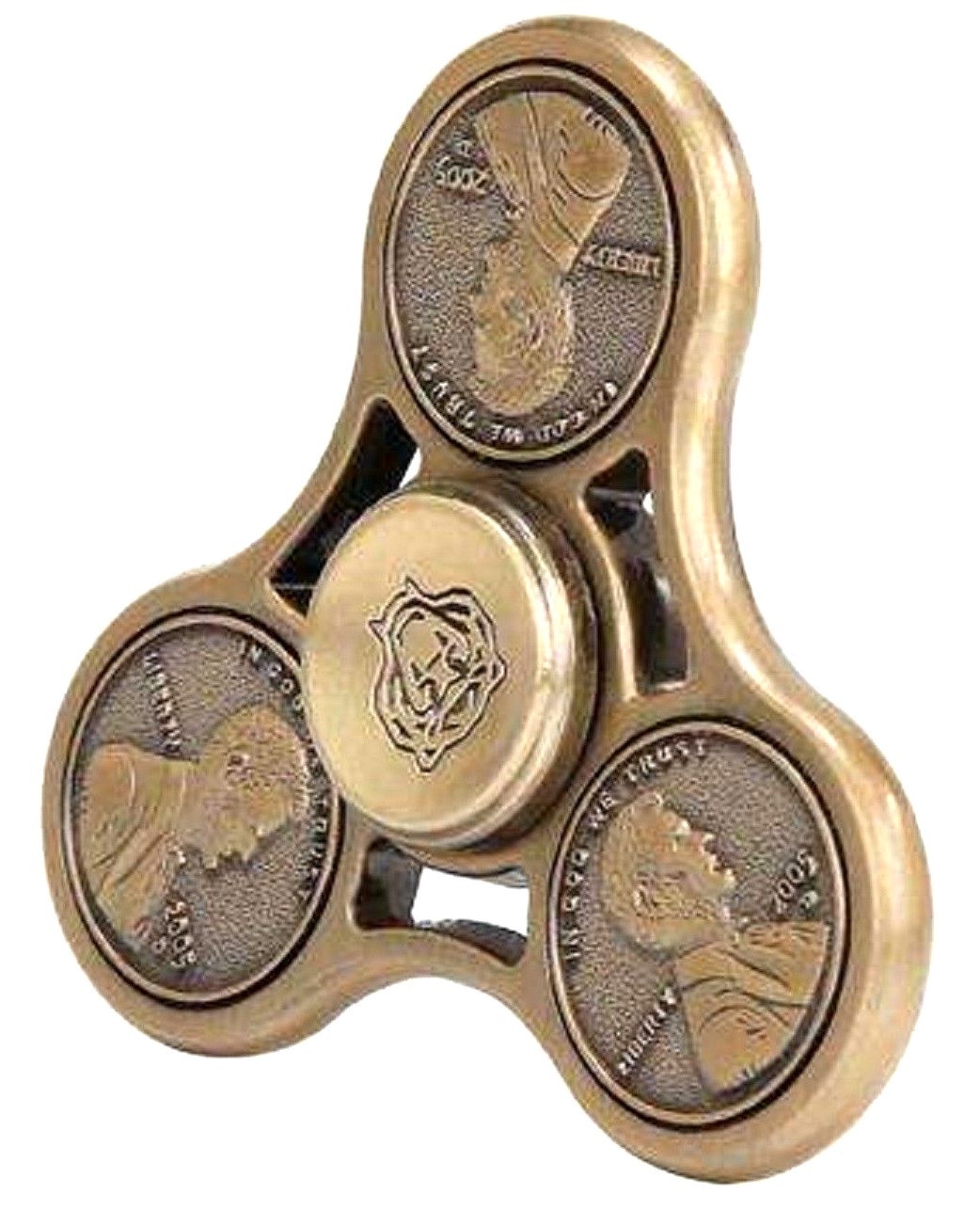 Bronze Color One Cent Tri Hand Finger Spinner Fidget EDC Desk Toy Gyro-New!