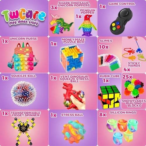 120 Pcs Fidget Toys Pack, Pop Sensory Party Favors Set Gifts for Kids Adults