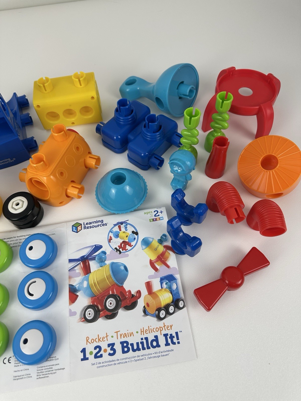 1-2-3 Build It! Rocket-Train-Helicopter Creative Thinking Plus Extra Pieces