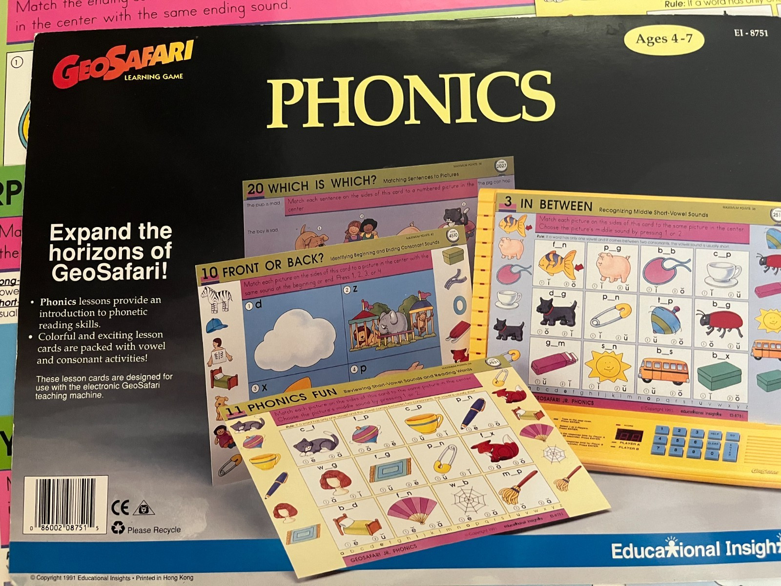 GeoSafari Electronic Learning Game Cards Lot of 4 Phonics Reading Eye Clue More