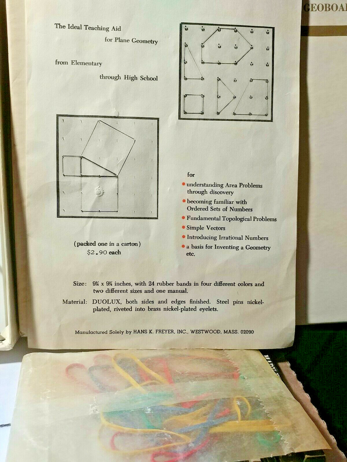 Vtg Rectangular Geoboard “R”–Mathematics, Geometry-visual learn-Hns Freyer