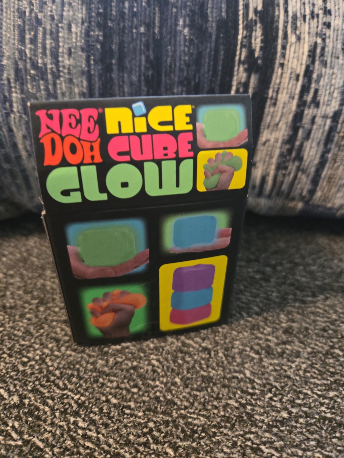 Viral NeeDoh Nice Cube Glow Cube GREEN Glows in the dark