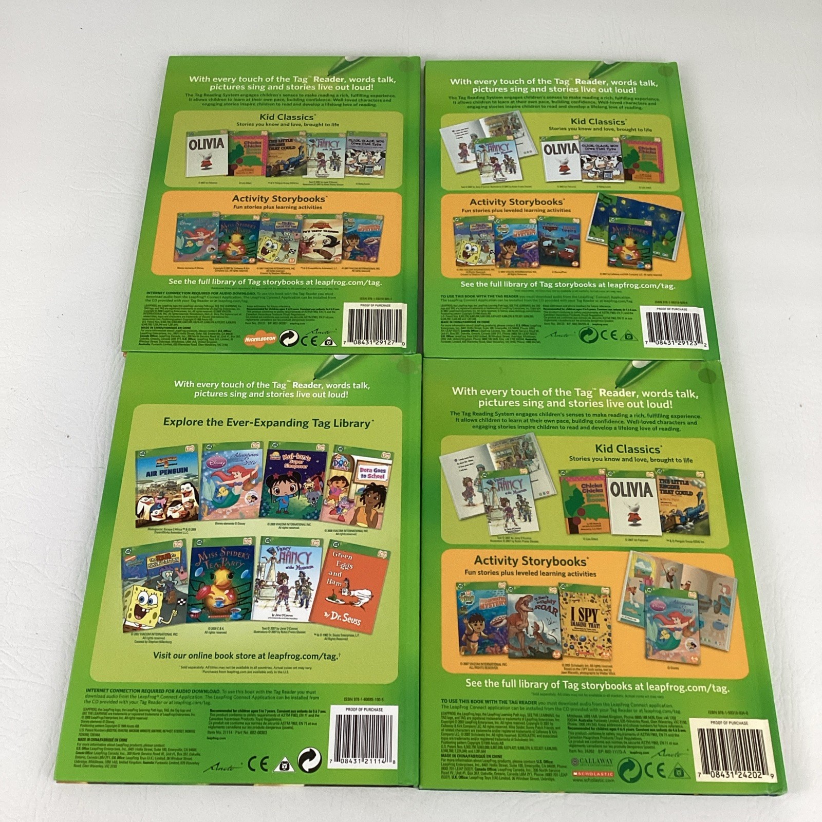 Leap Frog Tag Reader Pen Scholastic Books Carry Case Miss Spider Ariel Dora Tink