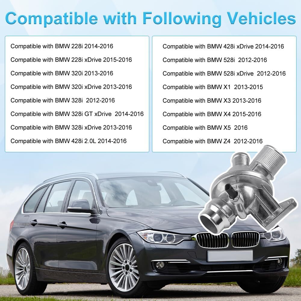 Aluminium Engine Coolant Thermostat Housing Compatible with 2012-2016 BMW 220i