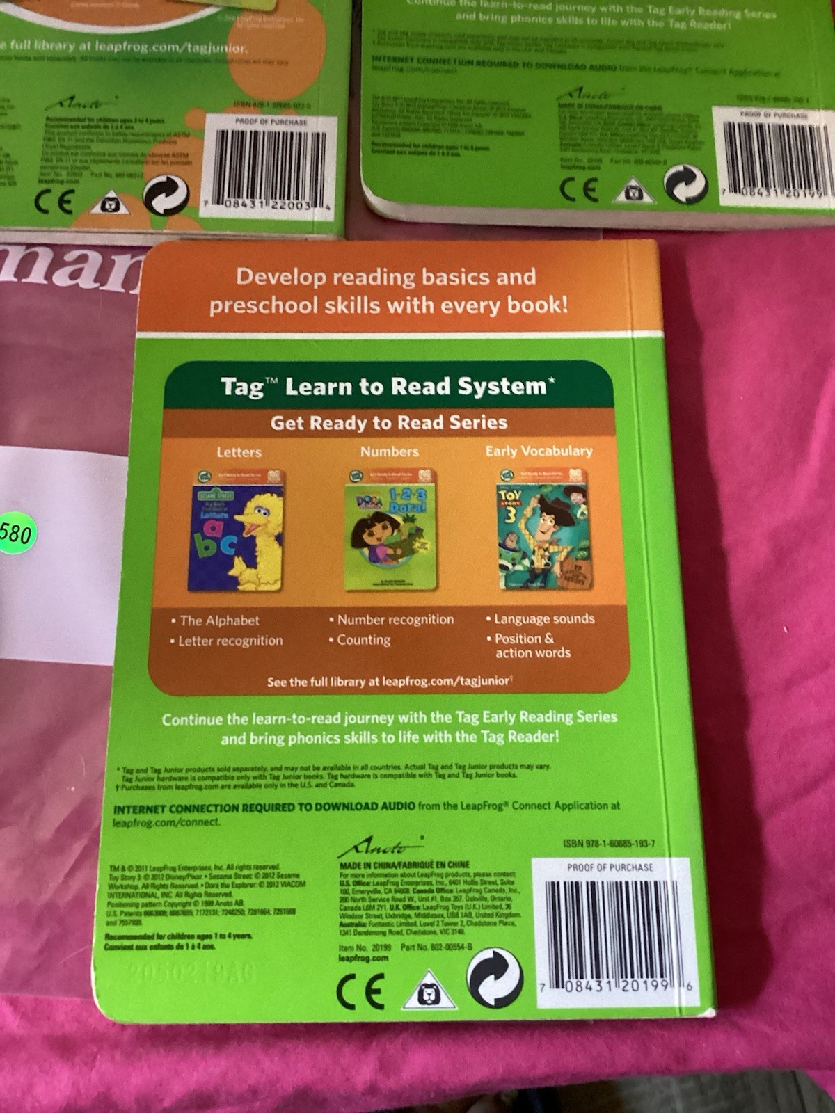 580-Lot Of 5 LeapFrog Junior Books Tag Junior Ready To Read & Tag Junior Series