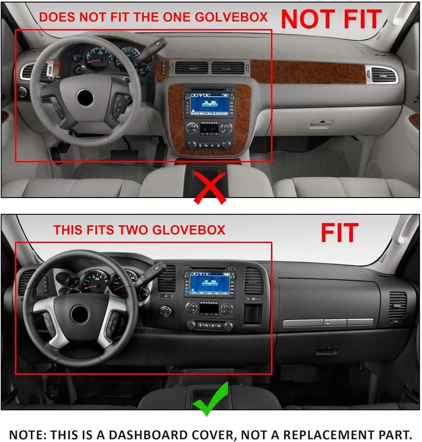 Kojem Black Dash Board Cover Compatible with 2007-2013 Chevy Chevrolet Silverado