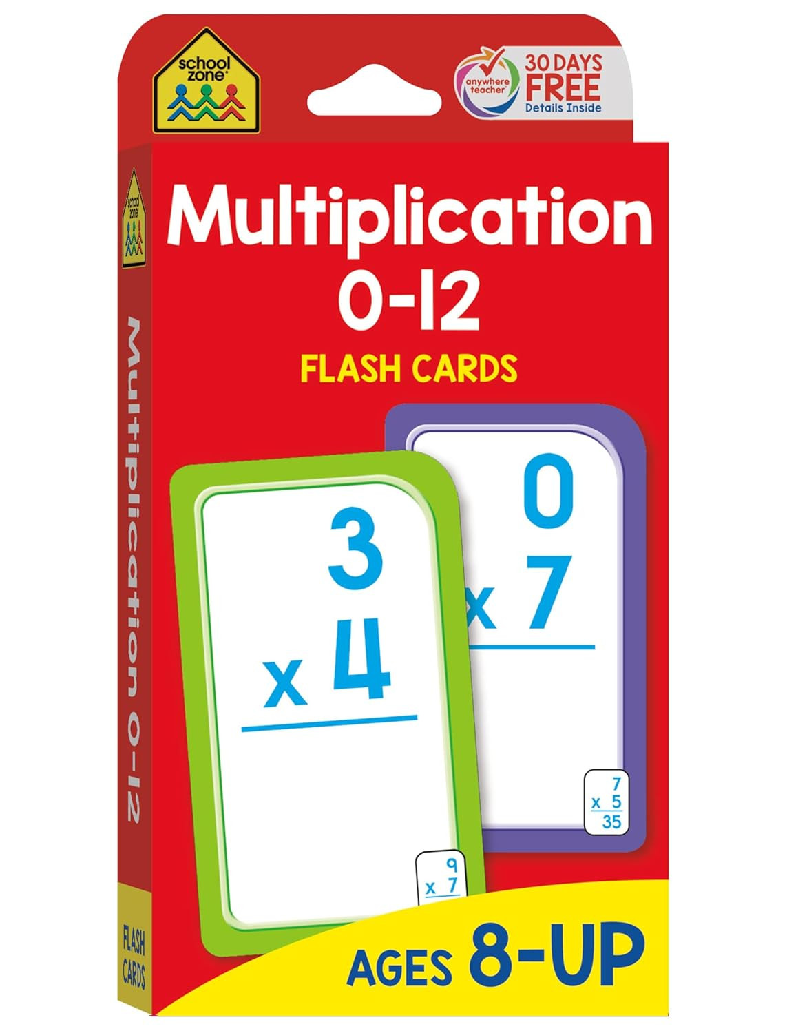 Multiplication 0-12 Flash Cards 56 Count for 3rd and 4th Grade Math Ages 8+
