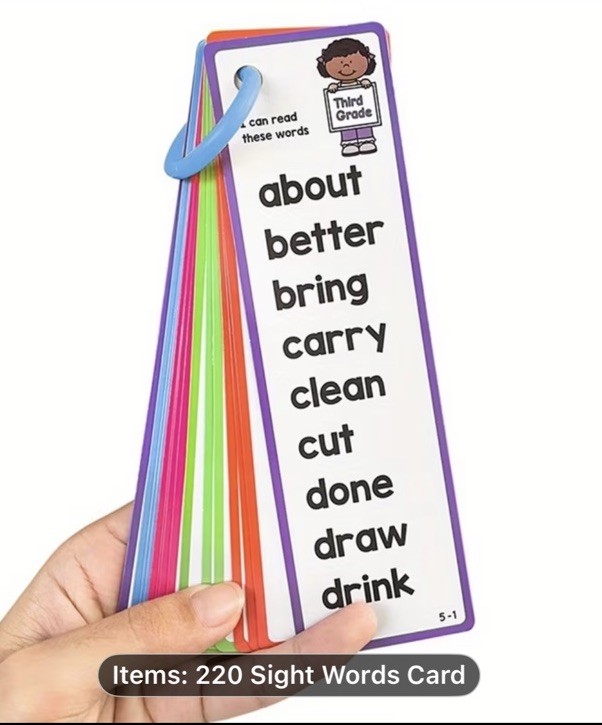 220 Sight Words Waterproof Double-Sided Educational Reading Toy Ages 4-7