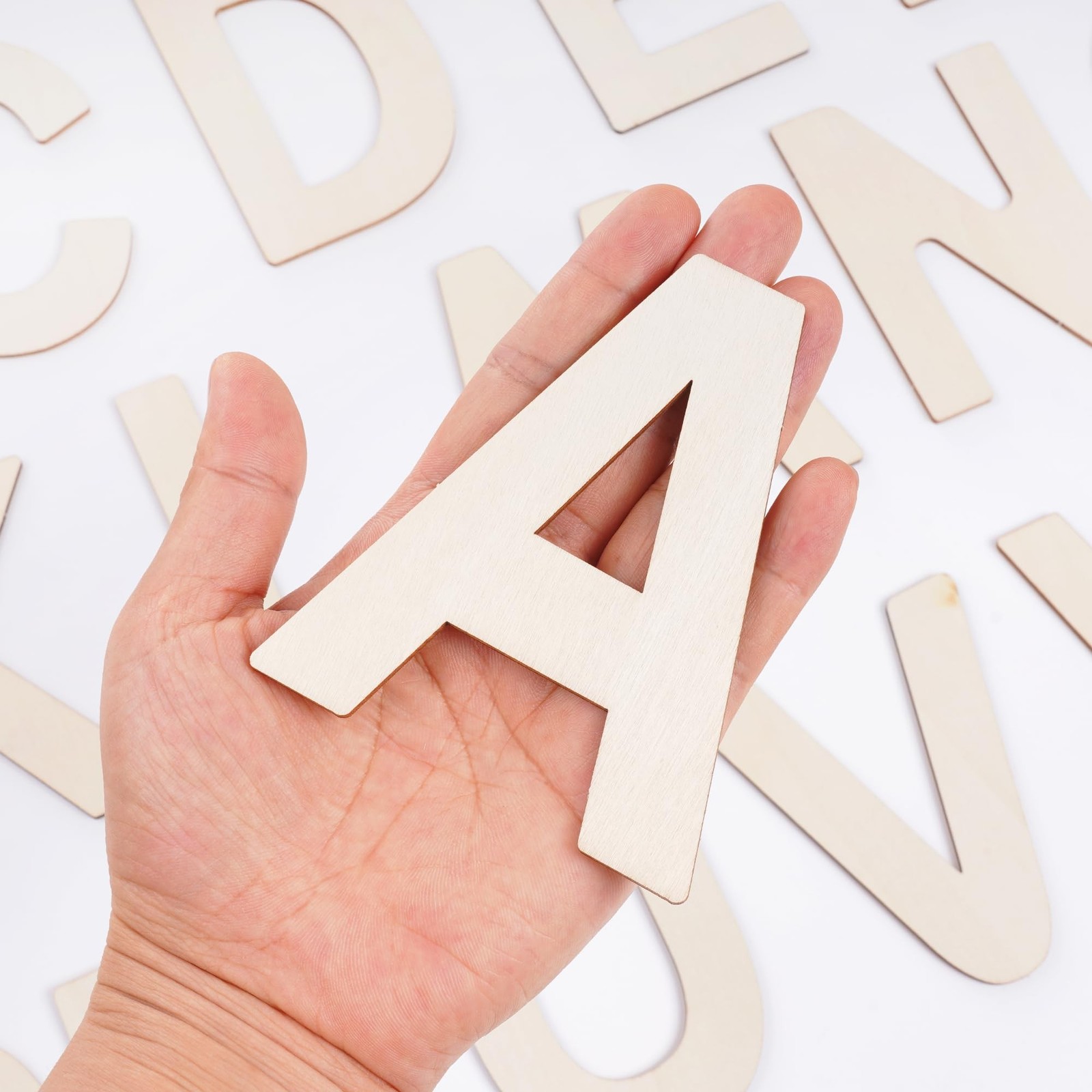 52 Pieces Wooden Alphabet Letters Wood Letter Sign 4 Inch for Crafts DIY Pain…