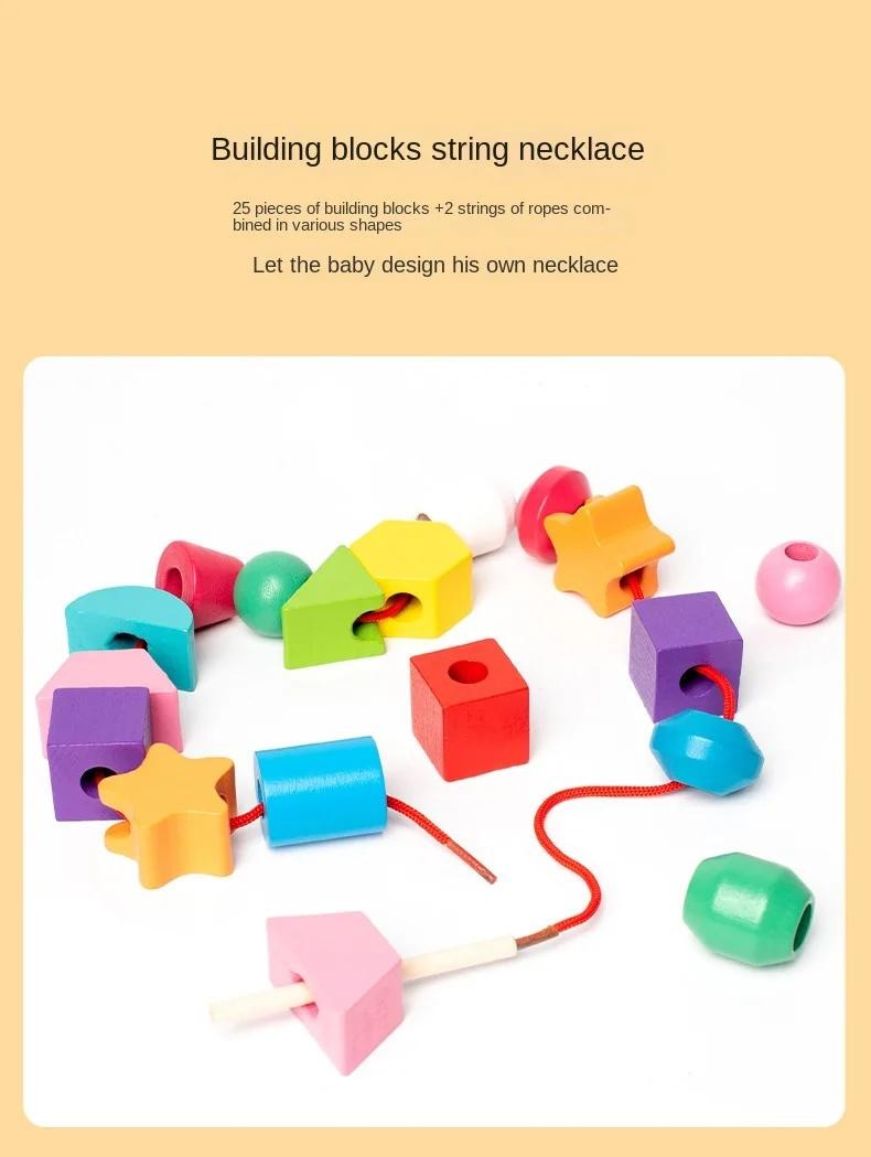 Montessori Wooden Sorting Blocks Color Shape Matching Educational Kids Early Toy
