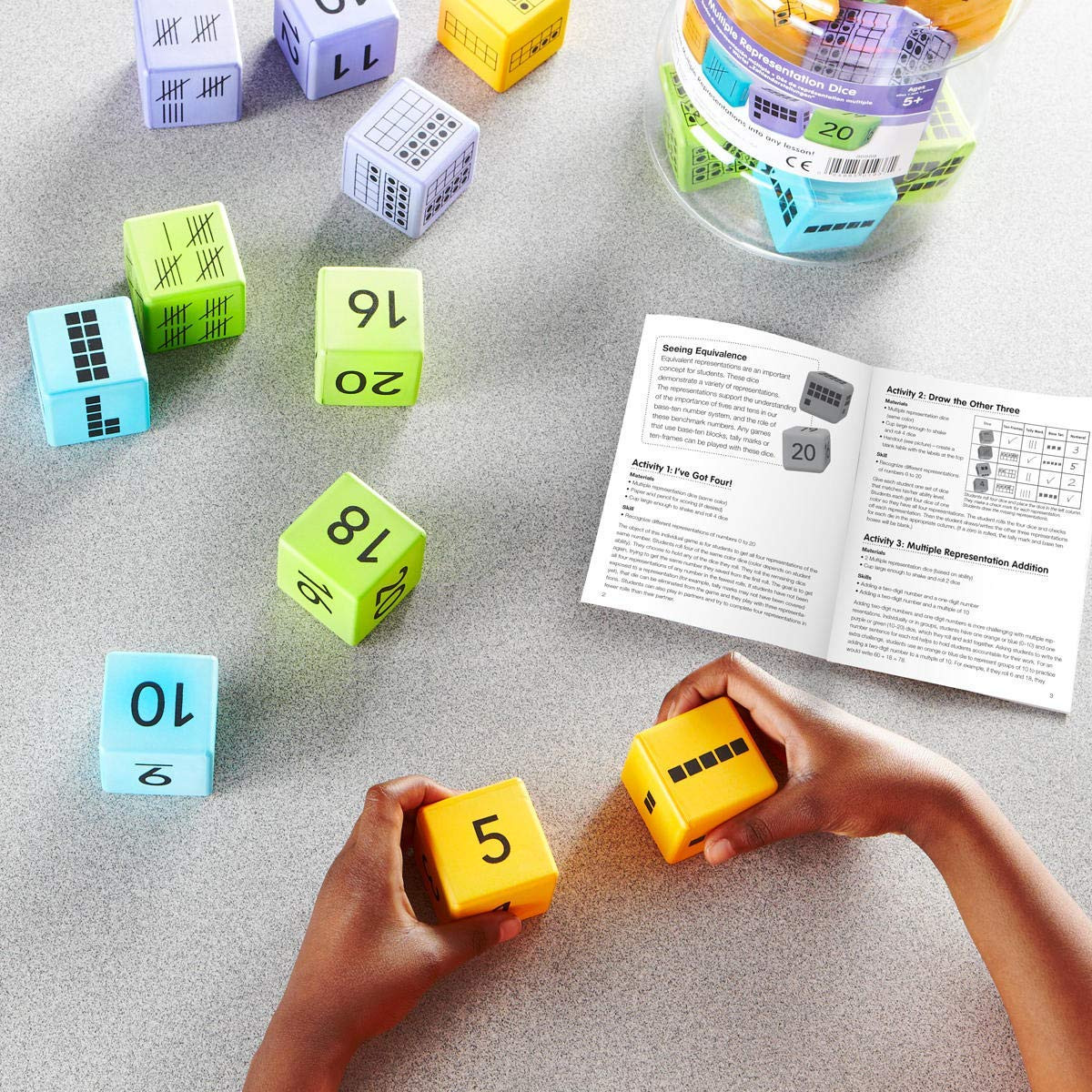 Math Activity Dice Set, Foam Math Dice for Kids Ages 5-8, 6 Sided Die Represents