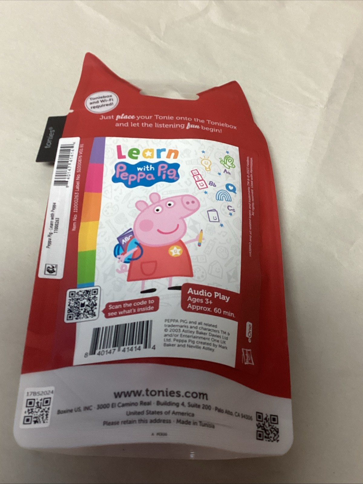 TONIES – Peppa Pig: Learn w/ Peppa Audio Play Character Kids Toy Figurine NEW