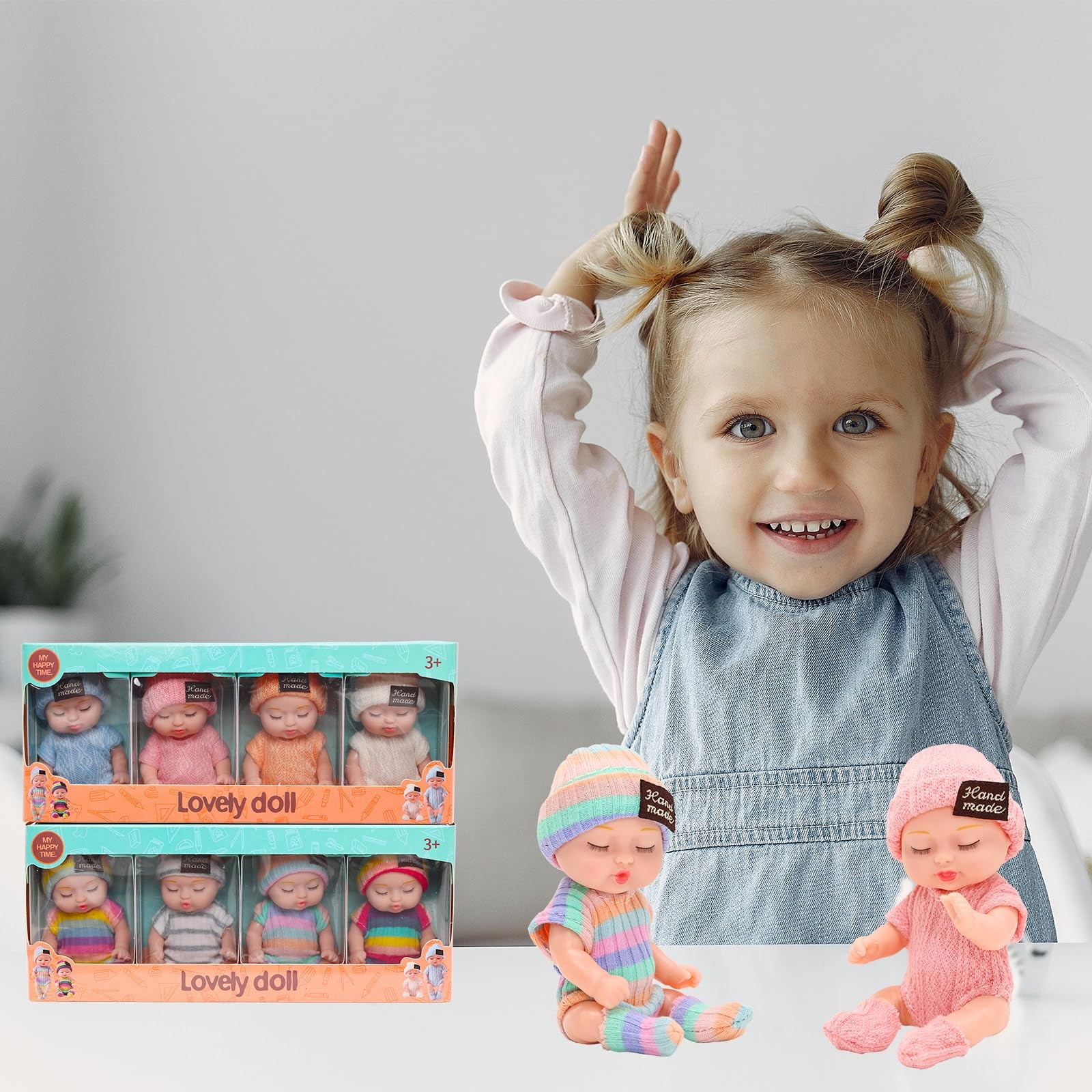 Lifelike Realistic Mini Baby Doll Toys, 8 Pcs 4 Inches Small Reborn Babies Do…
