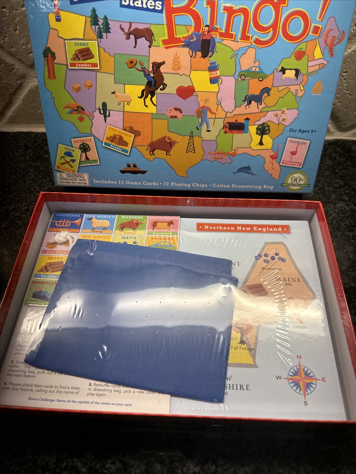 eeboo United States Bingo ! NEW Age 5 up Teacher, State Facts Family Game Night