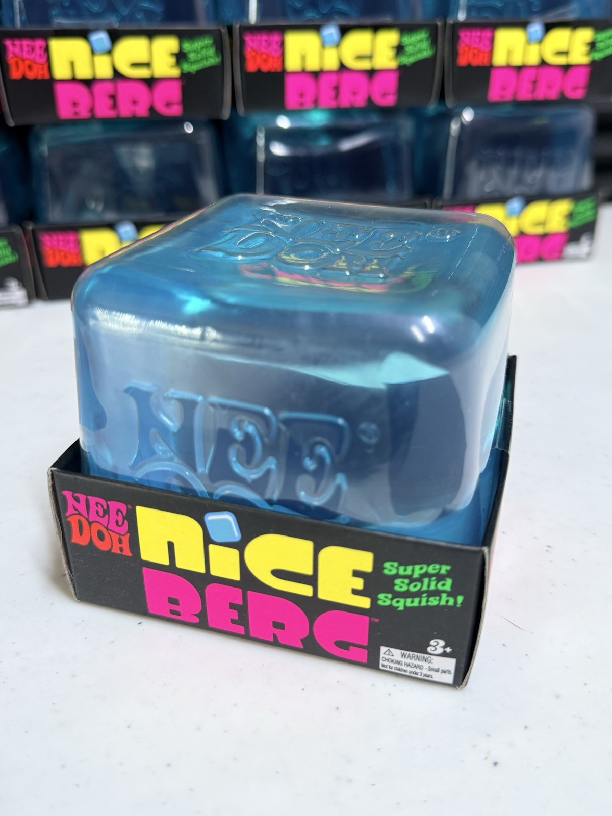 New! NeeDoh Nice Berg Blue XL Giant Nee Doh Niceberg Solid Squish Cube Ice Block