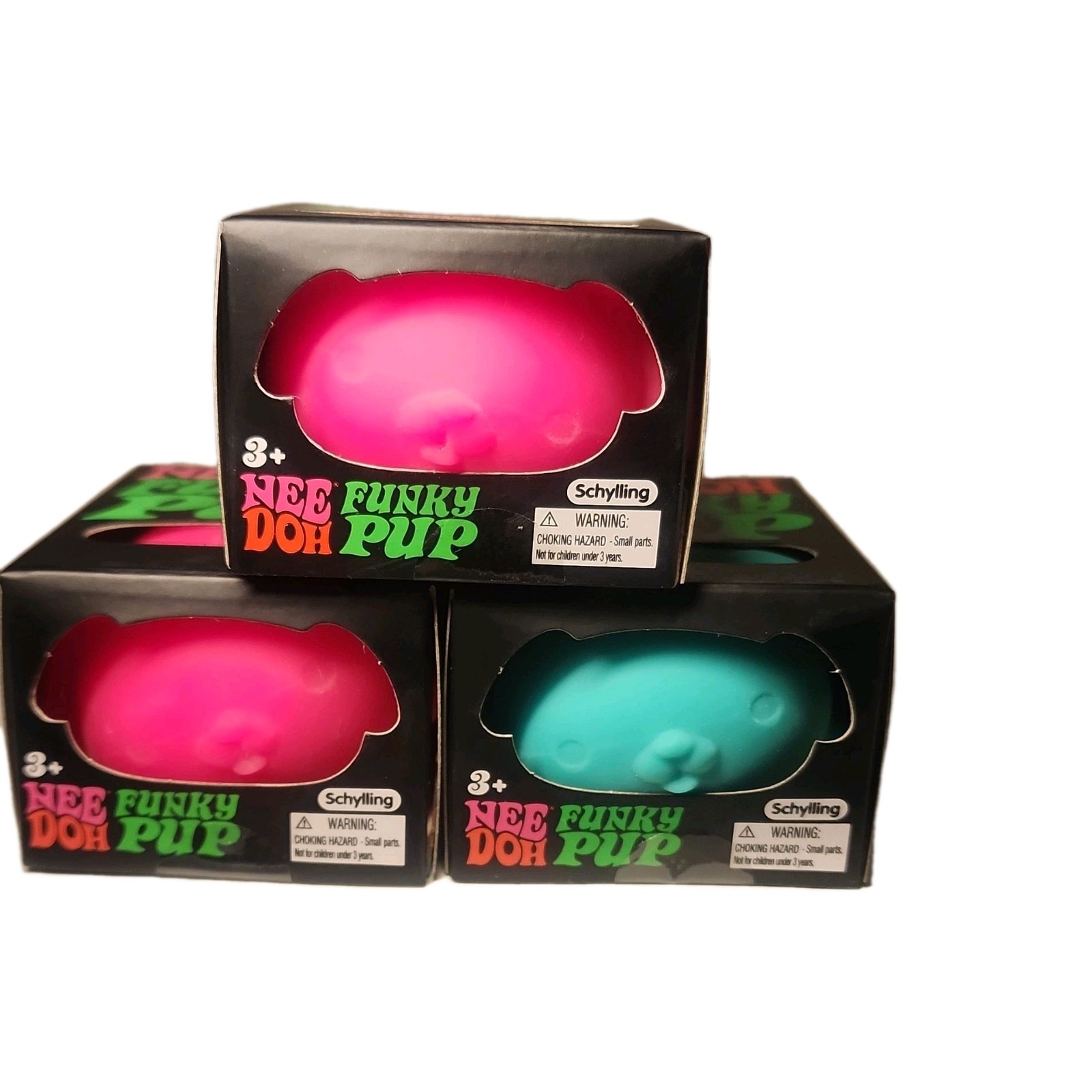 5× Schylling Nee Doh Funky Pup Tactile Squeeze Toys, Pink/Blue, 4-7, 2023