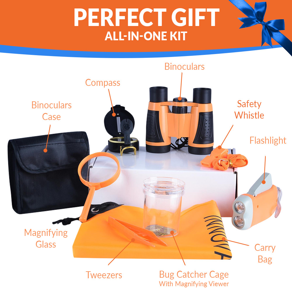8 in 1 Nature Exploration Toys Outdoor Kit For Young Kids Binoculars Flashlight