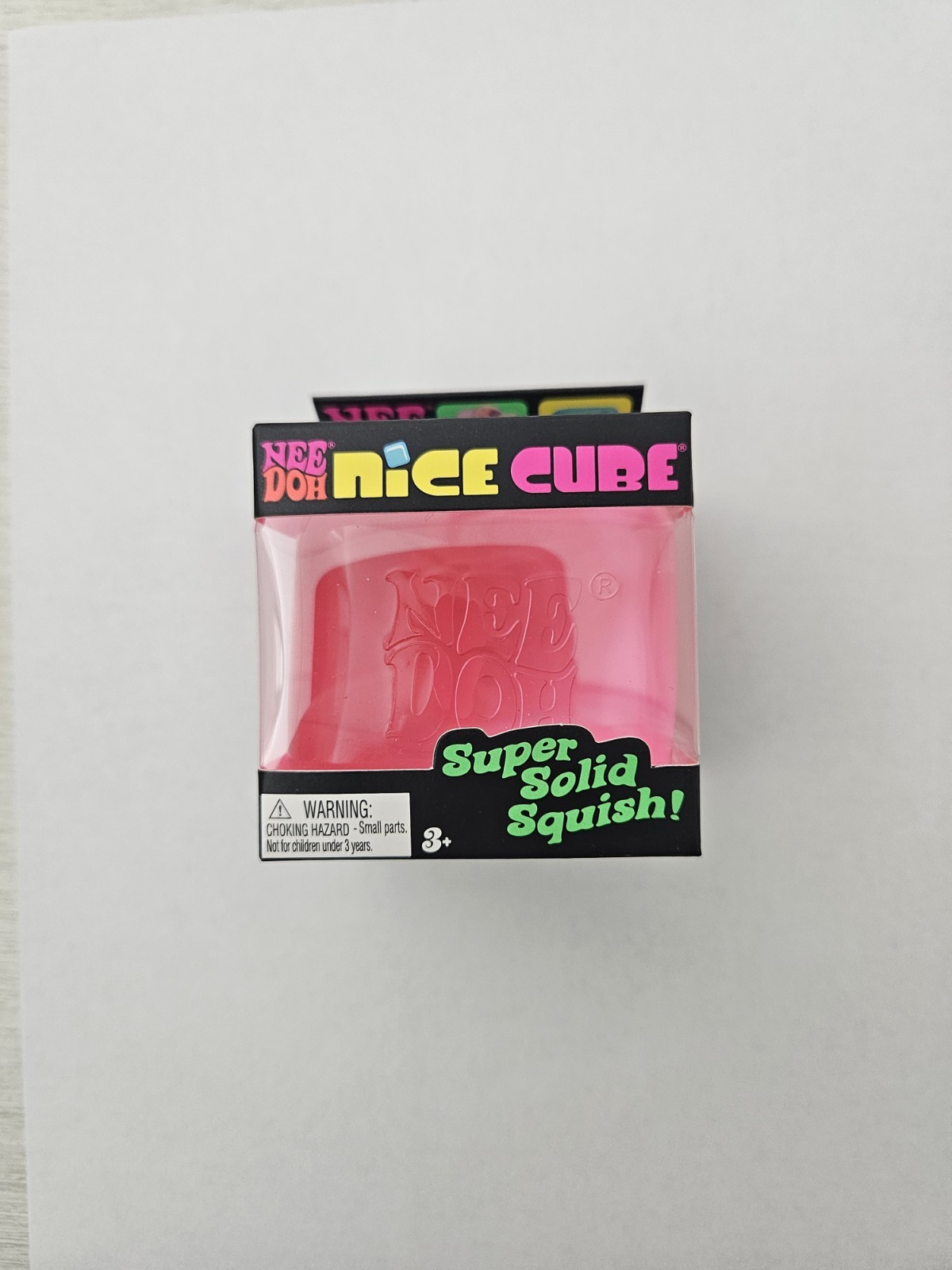 NeeDoh Nice Cube Swirl Pink Clear Nee Doh Super Solid Squish Cube – New