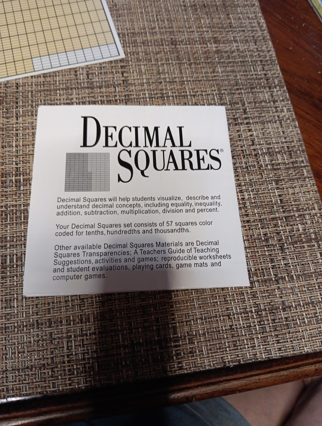 DECIMAL SQUARES by Scott Resources Mathematics Ages 8-11 Educational NEW Opened