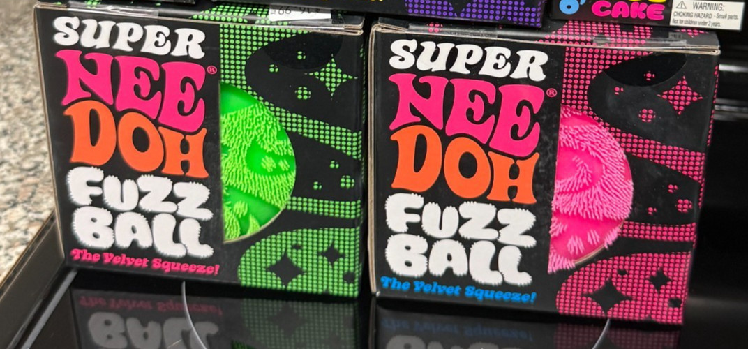 Nee Doh Super Fuzz Ball The Velvet Squeeze Pink Green Purple Sensory Toy needoh