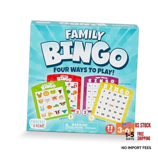 Family Bingo – Educational Bingo Game for Kids Ages 3–6+ | Four Games in One: