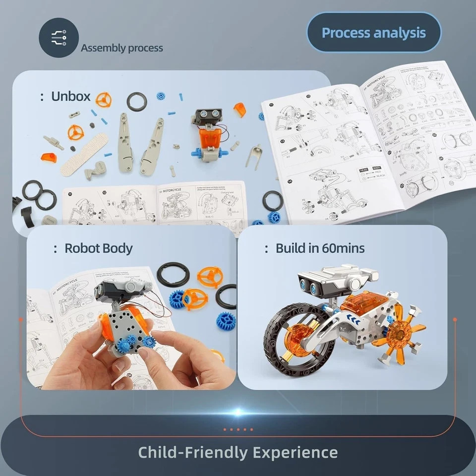 12-in-1 STEM Robot Kit Toys for Kids 8-12 12-16, DIY Robot Building Educational
