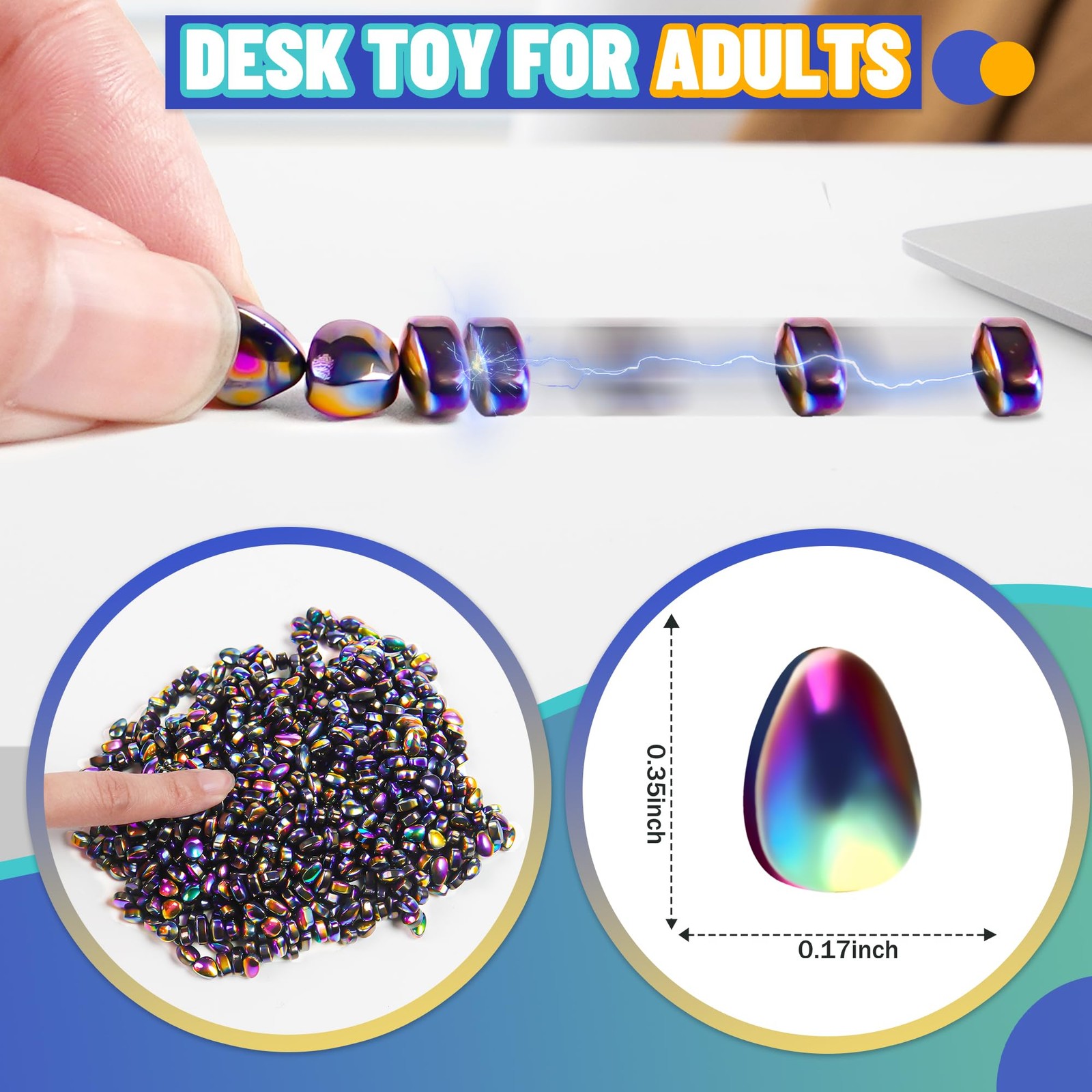 Chilvil Fidget Toys for Teen Boys Adult, Metal Squishy 500pc, Multicolored
