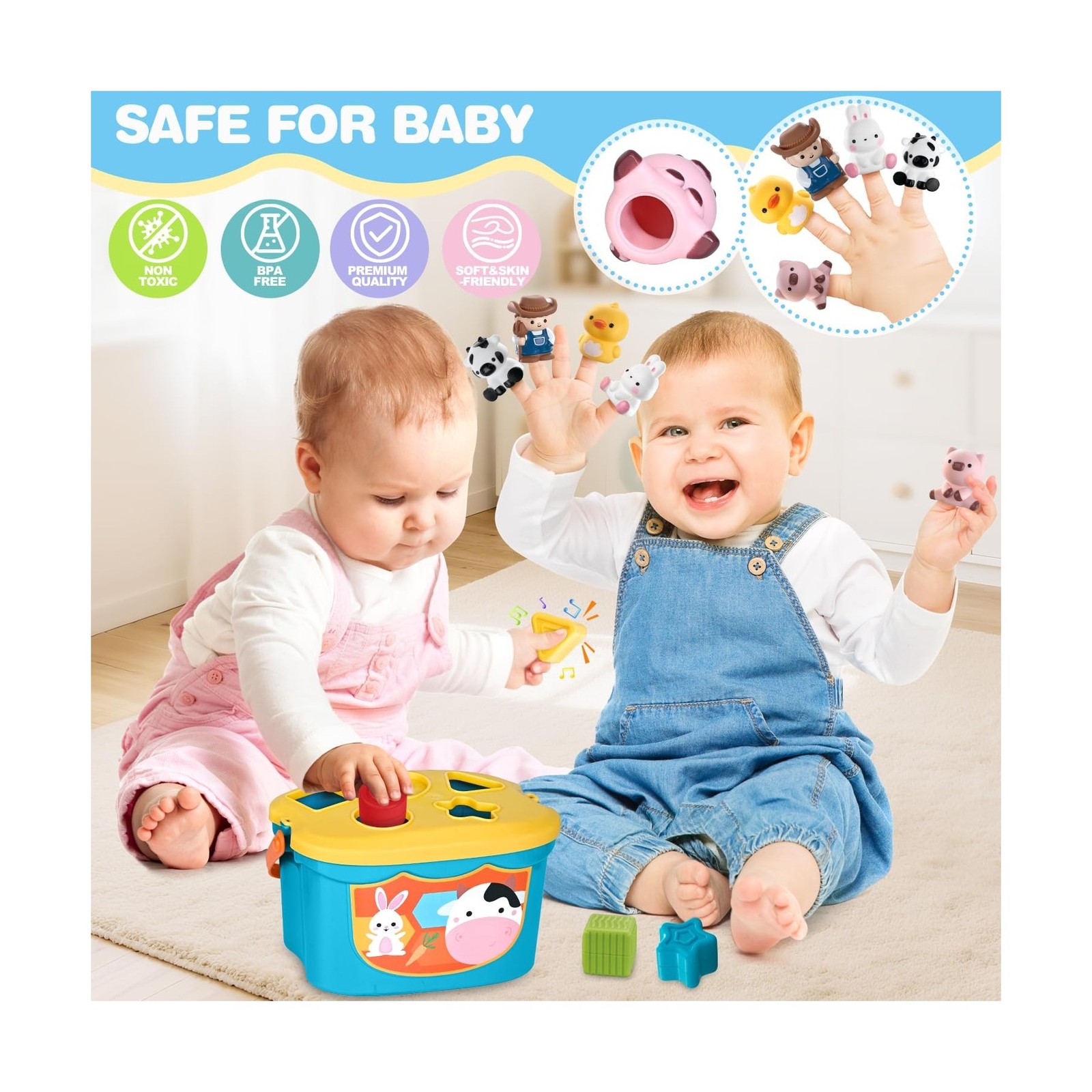 Baby Toys 6-12 Months, 6 in 1 Montessori Toys for 1 Year Old, Soft … Fast Ship