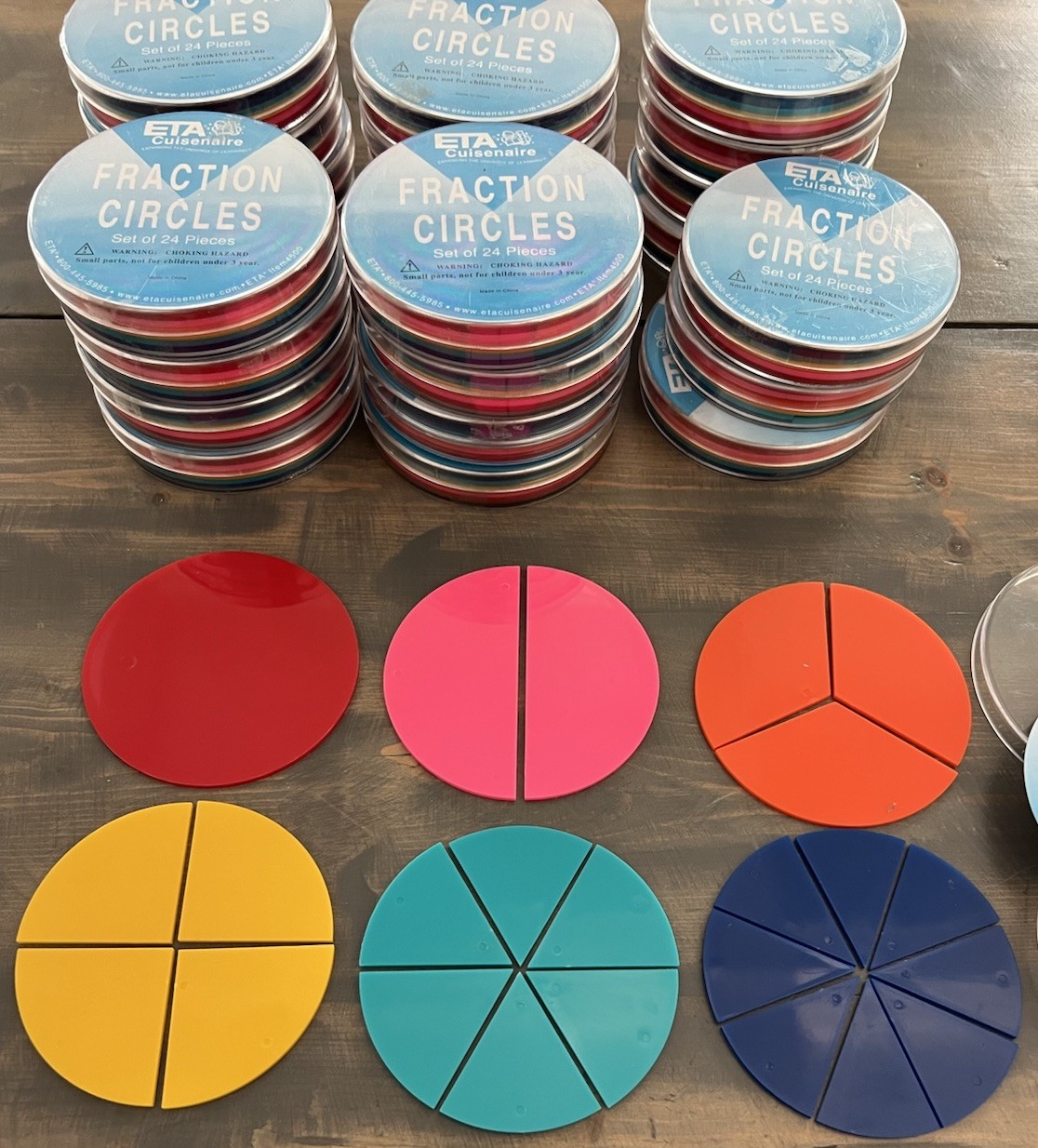 Lot Of 24 ETA Cuisenaire Fraction Circles Math Manipulatives COMPLETE