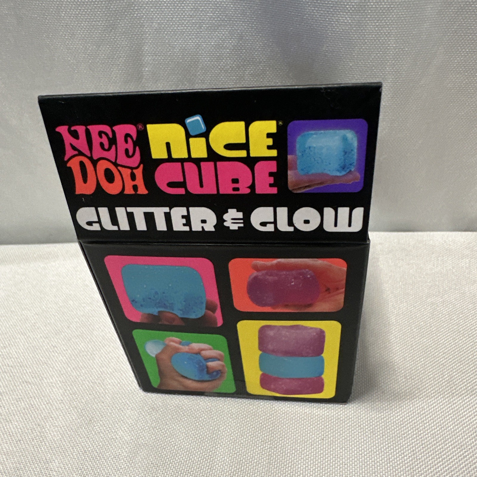 Lot Of 3 NeeDoh Nice Cube Glitter Glow Purple Pink Blue Squishy Toy Nee-Doh NIB