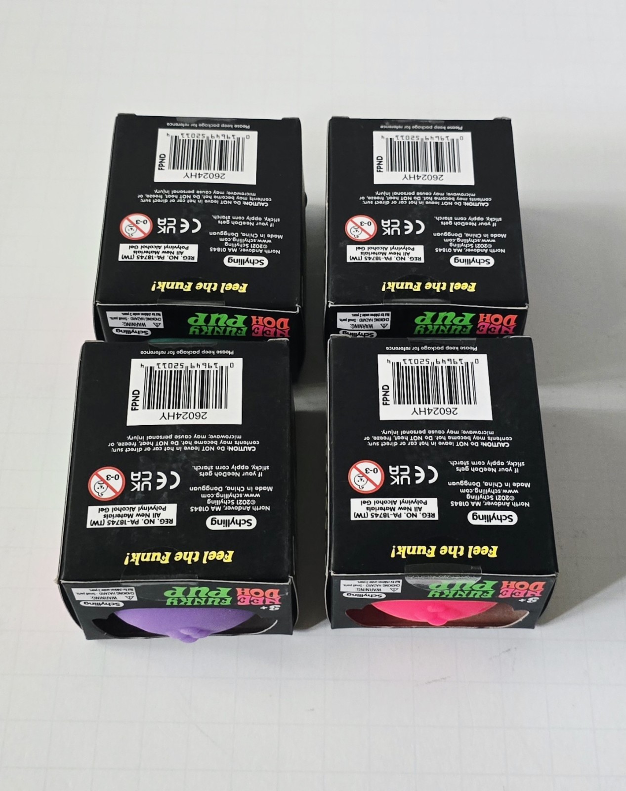 Needoh Funky Pup Lot Of 4 Teal Pink Purple New In Box Nee Doh