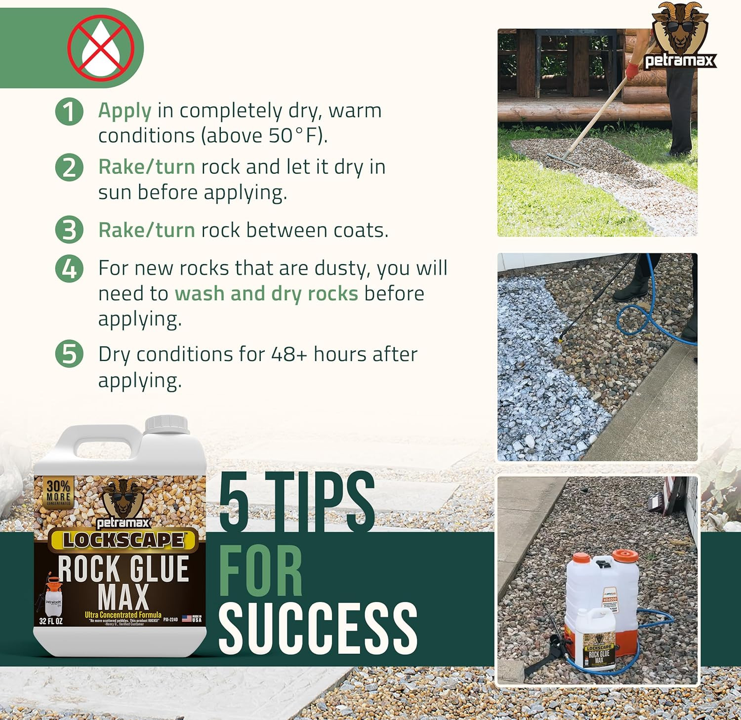 Petra Max Rock Glue for Landscaping, 32 Ounce – Ground Coverage & Pet Safe Mulch