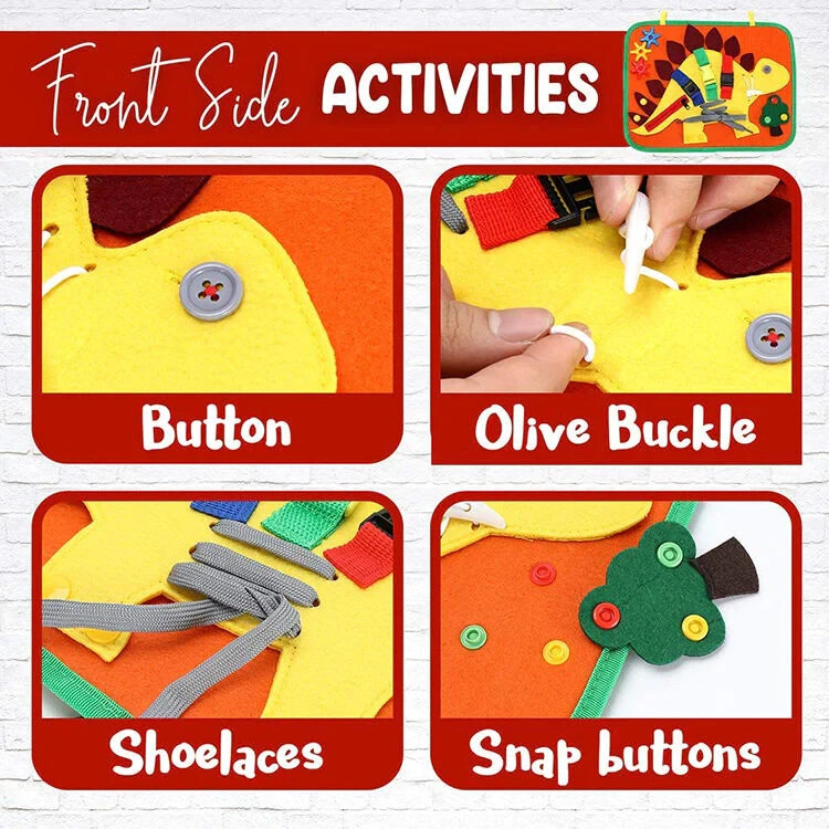 Busy Board Montessori Toys for Toddlers, Dinosaur Sensory Activity Board