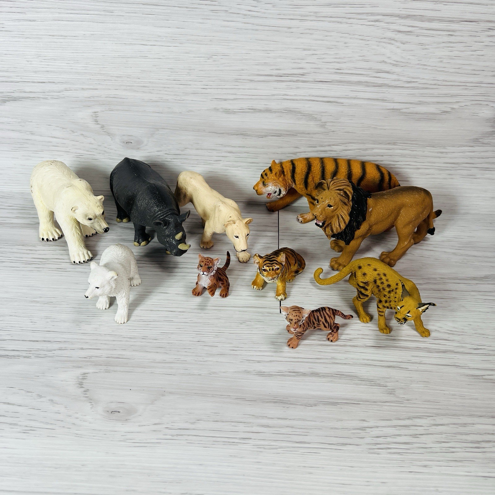 Safari Ltd Animal Lot Lion Lioness Toy Rhinoceros Polar Bear Tiger Lynx Baby Cub