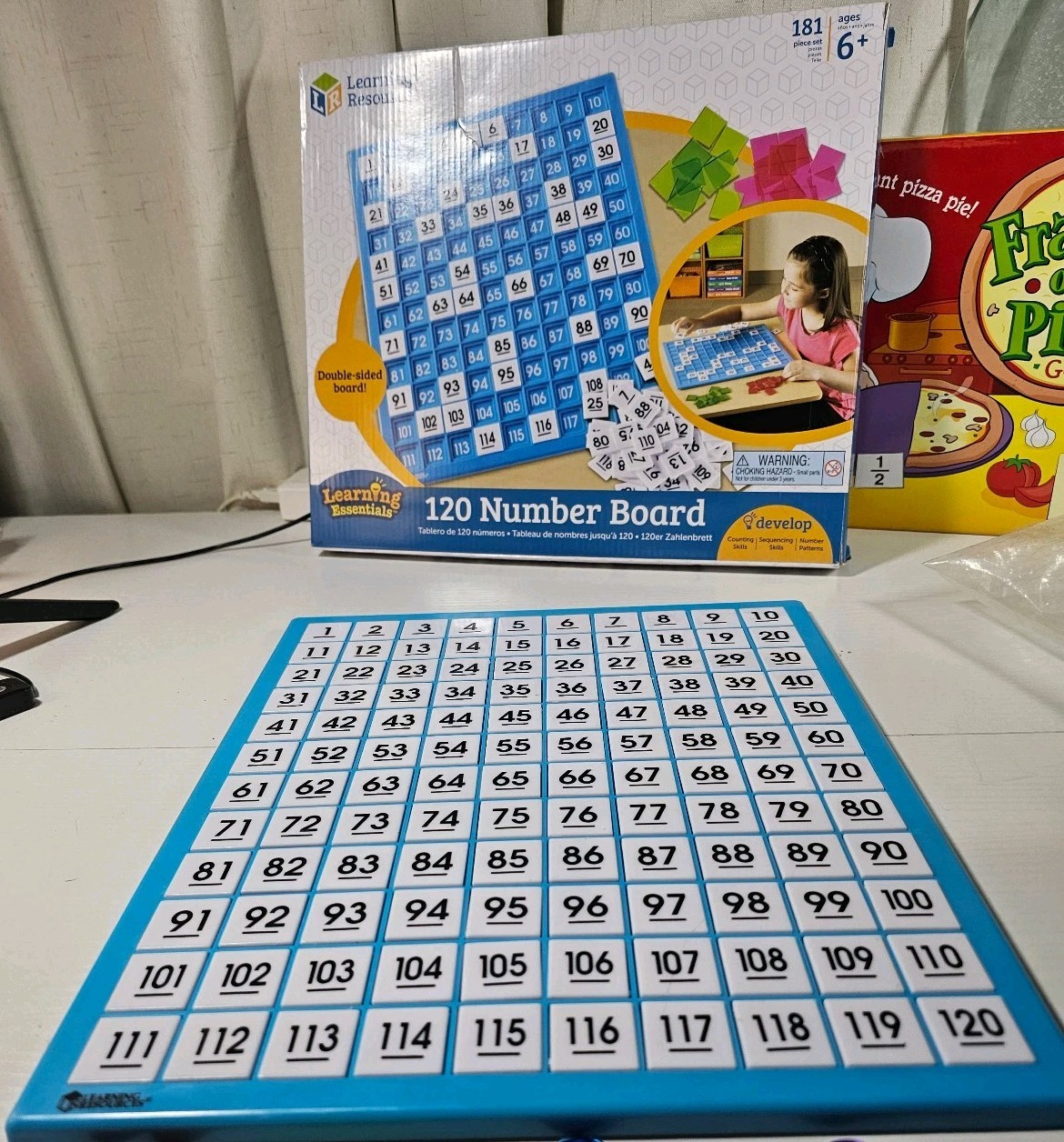 LOT Fraction Pizza Game, 120 Number Board, Abacus, Money Puzzle Homeschool