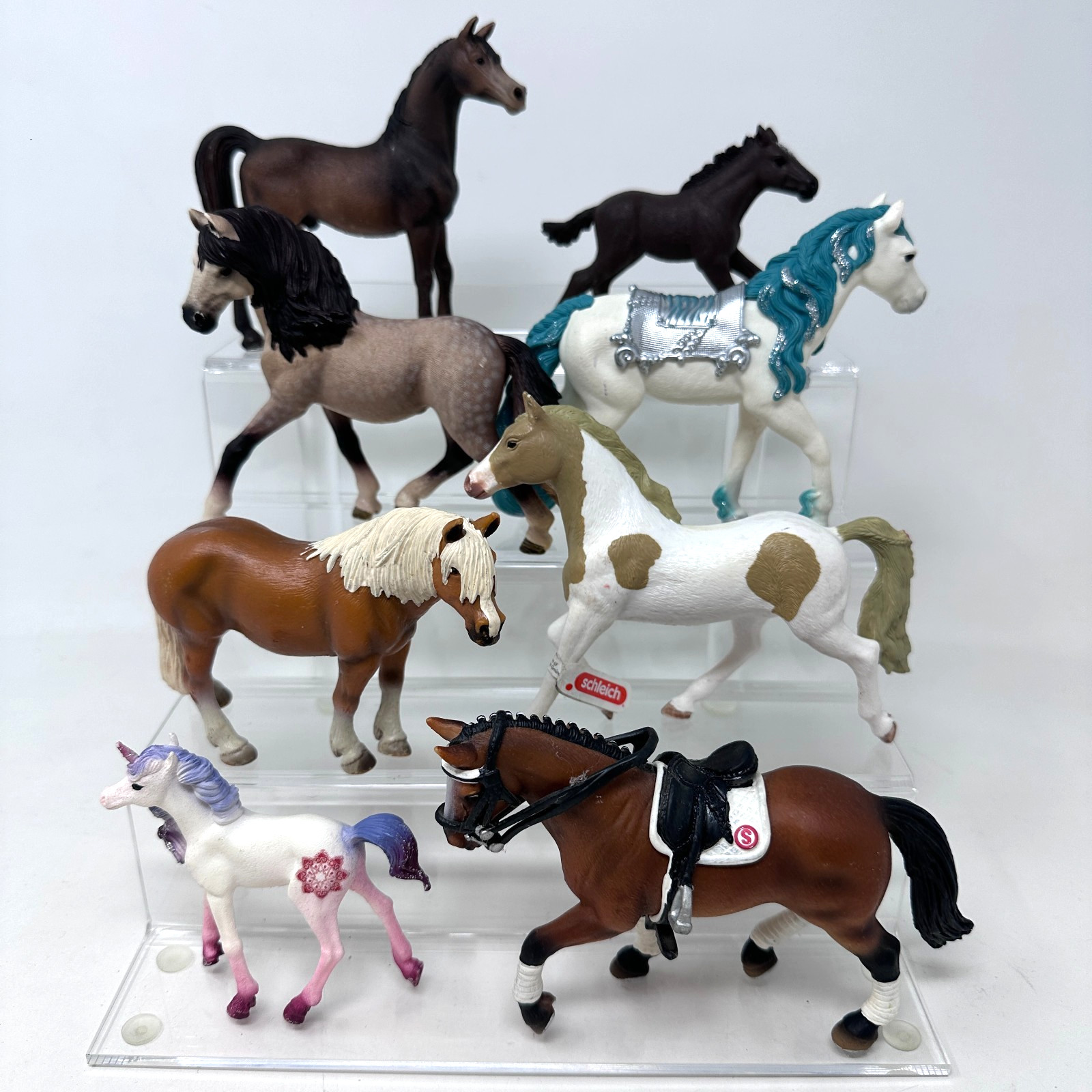 Schleich Horse Figures Lot Unicorn Foal Mare Stallion Pony Figurines Set of 8