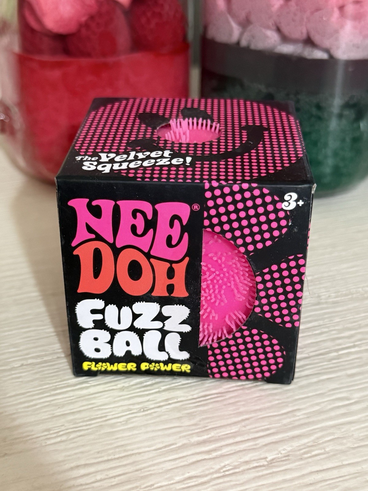 Pink Needoh FUZZ BALL Flower Power Nee Doh Squishy NEE-DOH Fuzzball AUTHENTIC US