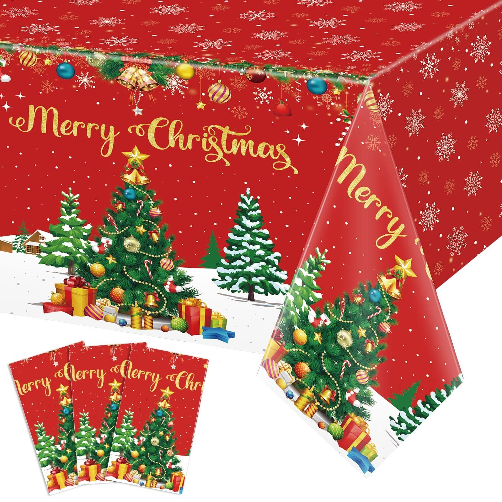 Tiamon Christmas Tablecloth Decorations Rectangular Xmas Table Cover Plastic …