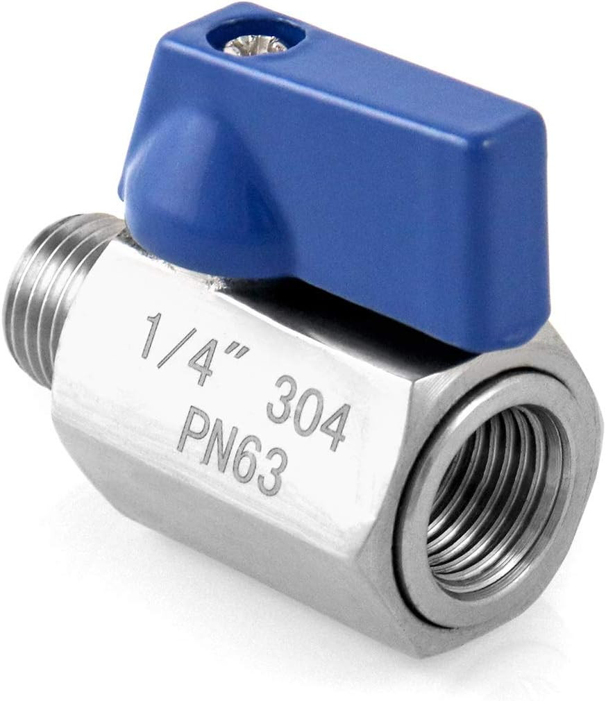 Mini Ball Valve, 2 Pack 1/4″ NPT Thread Female and Male 304 Stainless Steel Shut