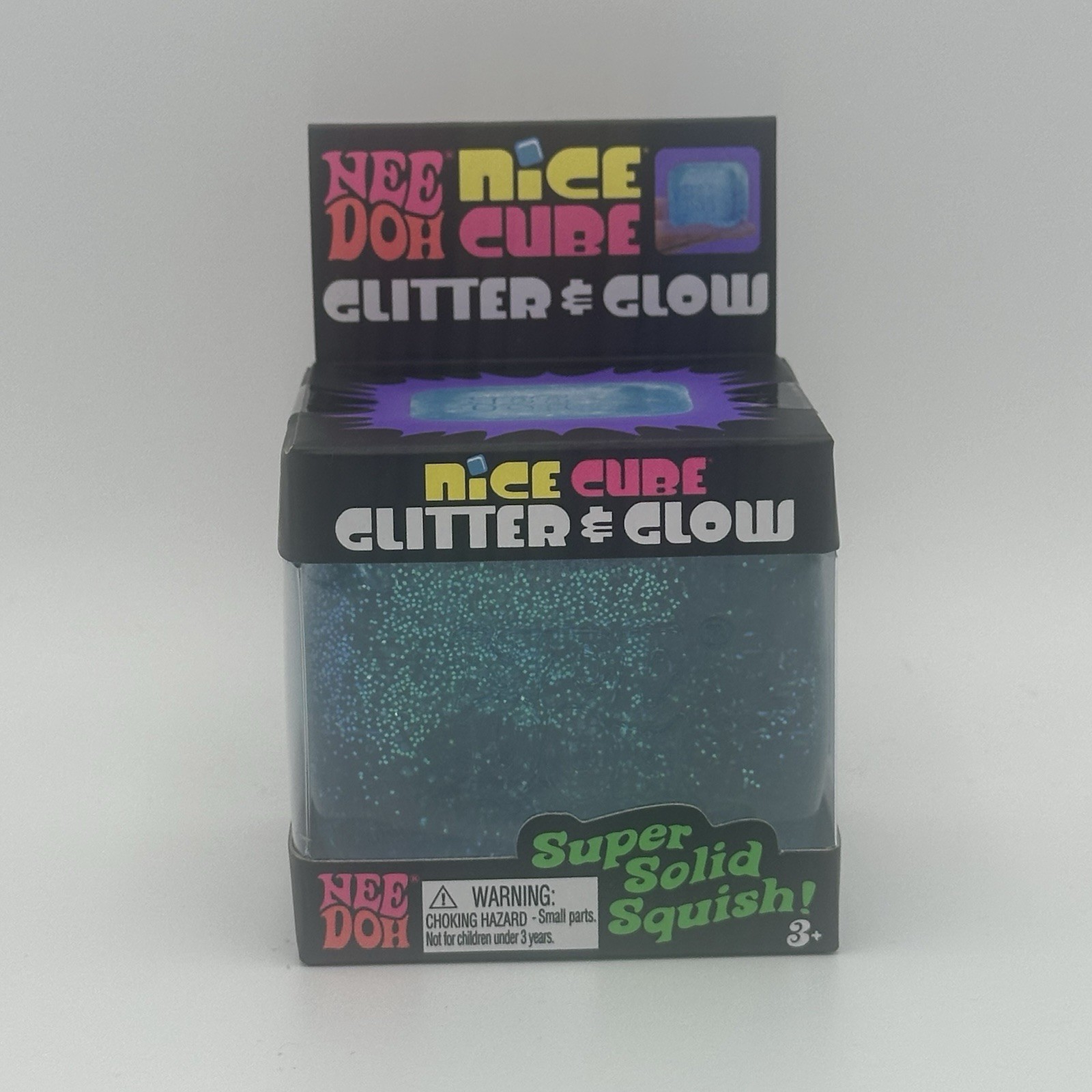 Lot of 2: NeeDoh Nice Cube Glitter Glow squishy