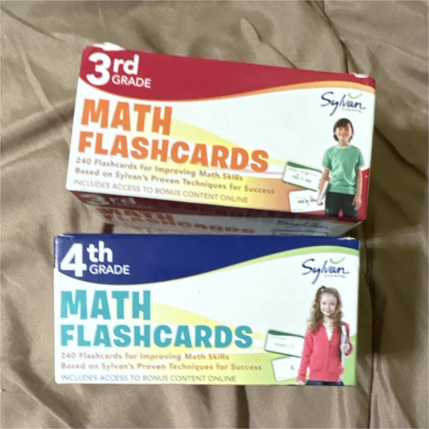 Sylvan Math Flashcards Set for 3rd Grade and 4th Grade, Ages 8-11 Years