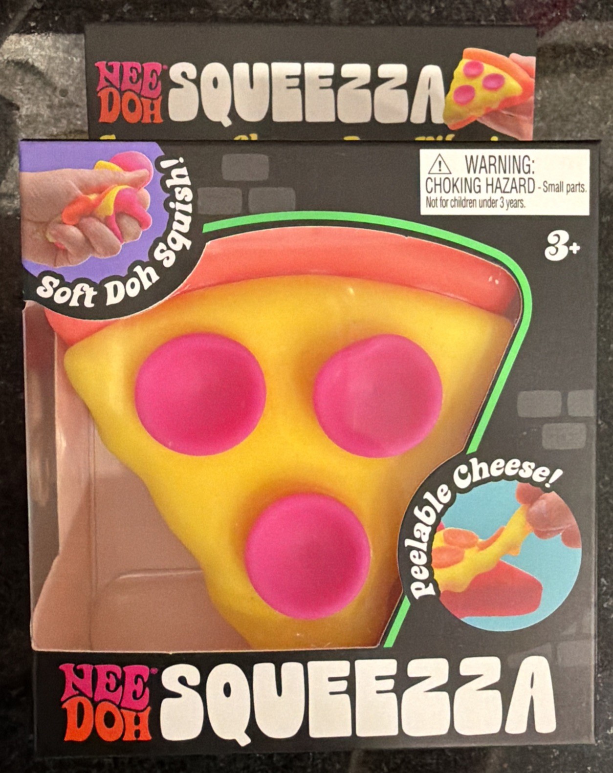 New Rare Sealed NeeDoh Squeezza Pizza Nee Doh Squeeze Fidget Toy Orange Crust ￼