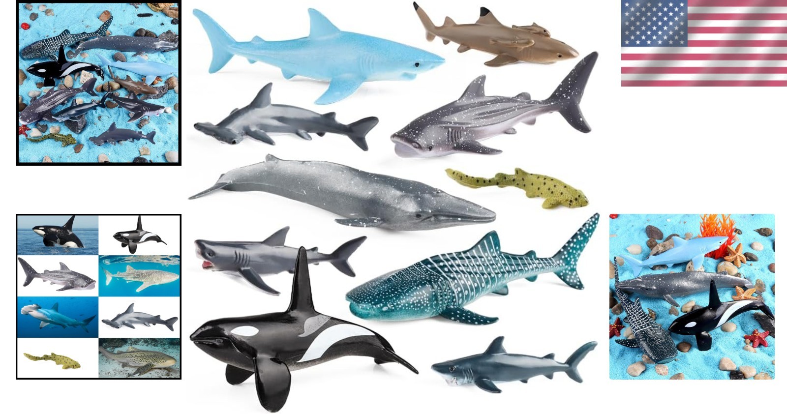 12Pcs Sea Animal Figures, Realistic Ocean Animal Toys Set with Whale Shark Octpu
