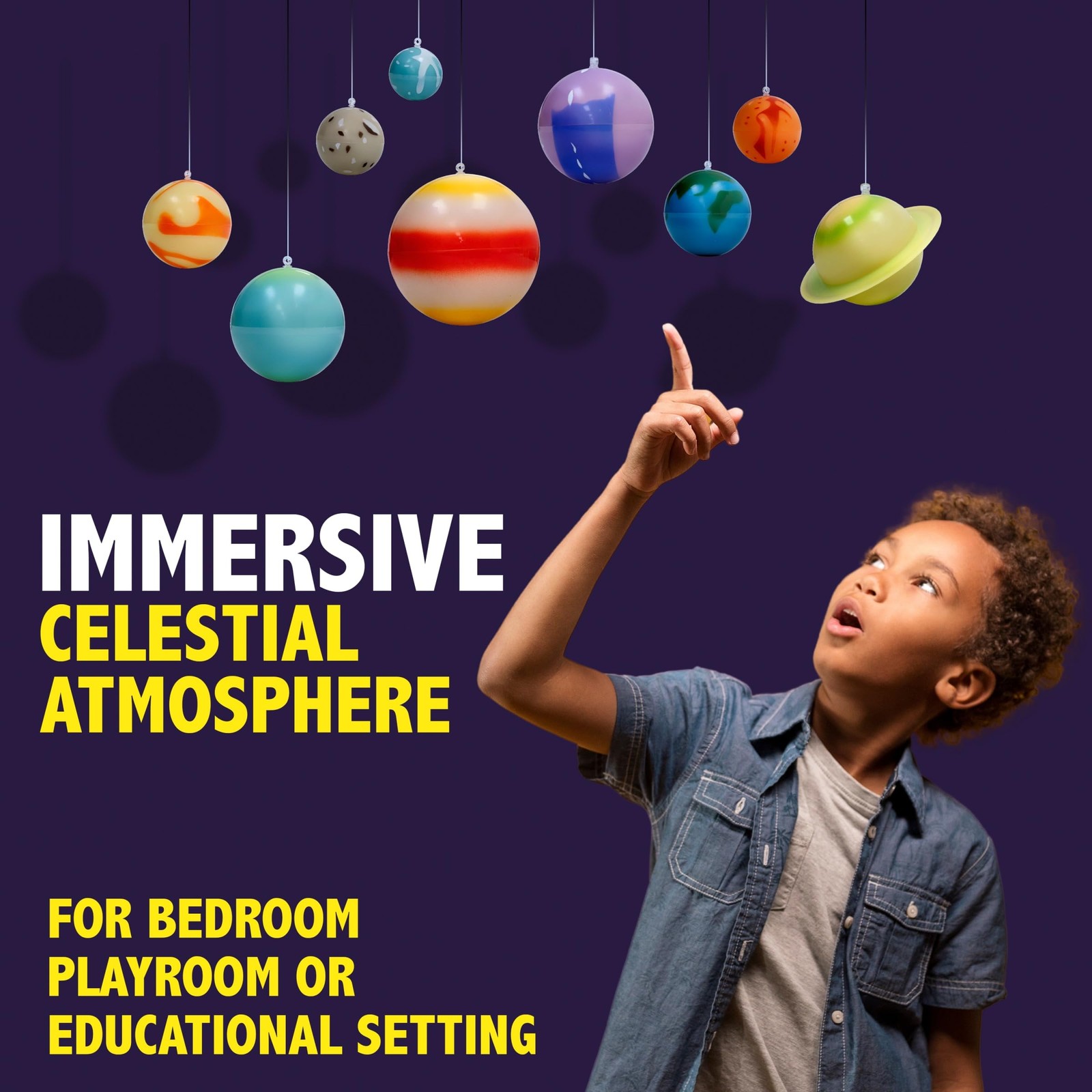 University Games Explorations 3-D Solar System Glow In The Dark Ceiling Hanging